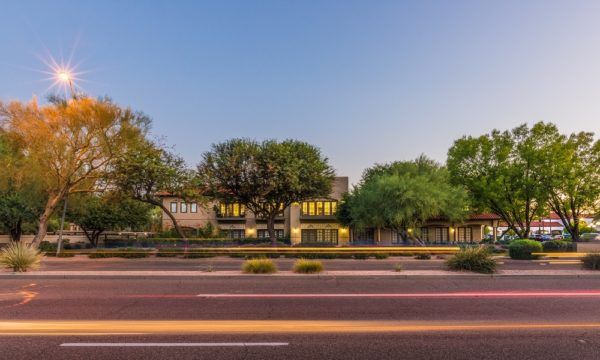 The road outside the Scottsdale office at dusk